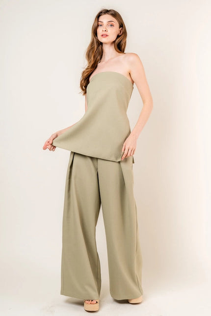 Front Pleat Tailored Pant OLIVE