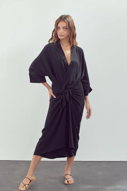 Front Tie Midi Dress-Dress-amente-Urbanheer