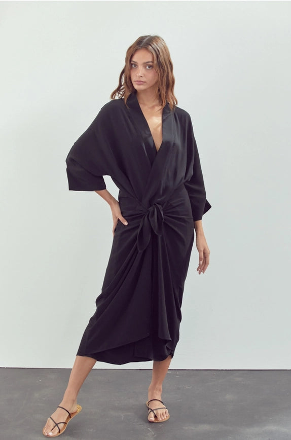 Front Tie Midi Dress-Dress-amente-Urbanheer