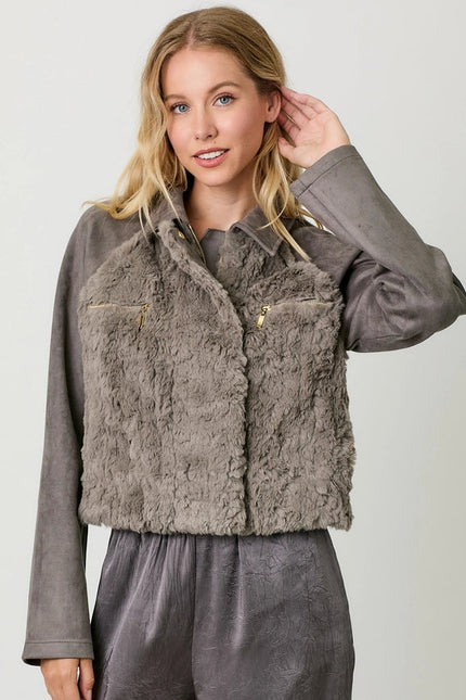 Fur Mixed Suede Jacket