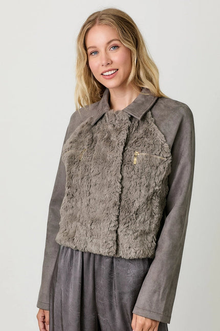 Fur Mixed Suede Jacket