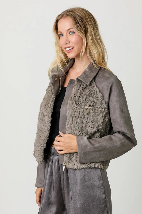 Fur Mixed Suede Jacket