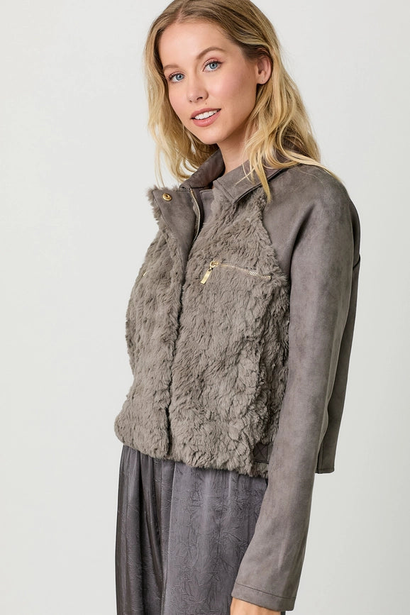 Fur Mixed Suede Jacket