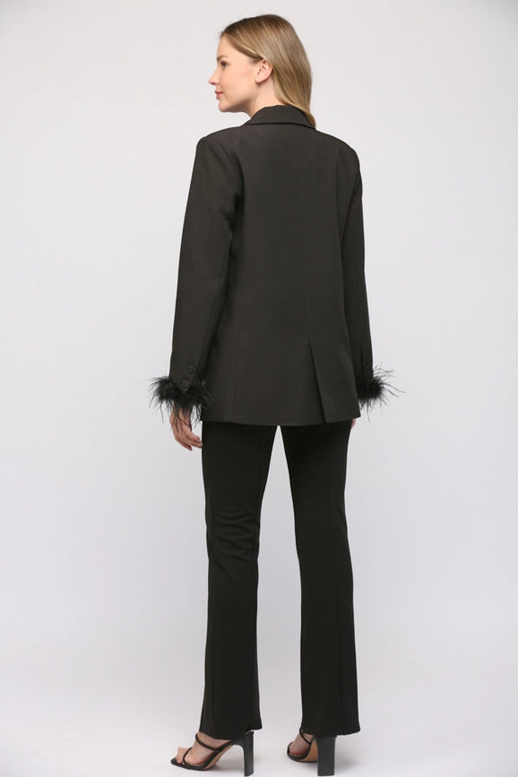 Fur Trimmed Single Breasted Jacket