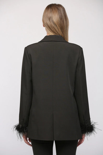 Fur Trimmed Single Breasted Jacket