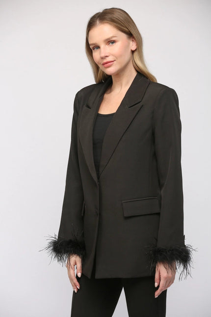 Fur Trimmed Single Breasted Jacket