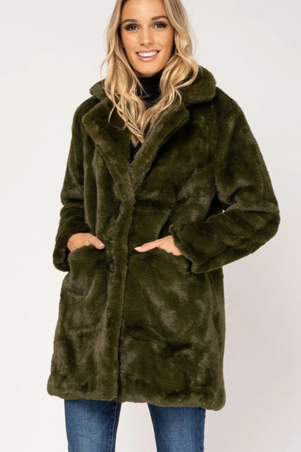 Fur coat with pocket and buttons KAKHI