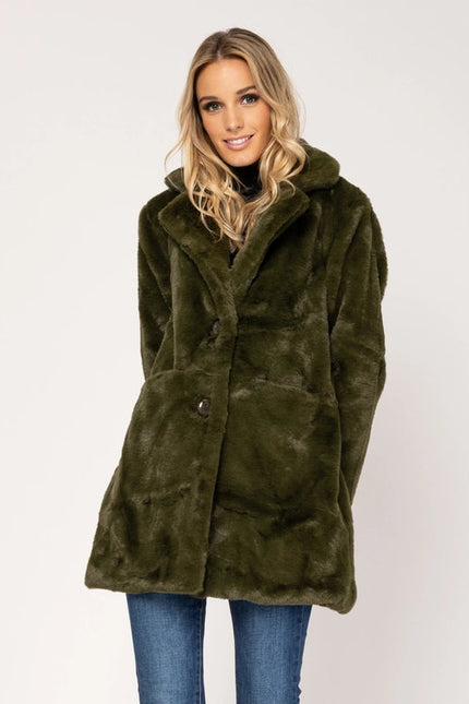 Fur coat with pocket and buttons KAKHI