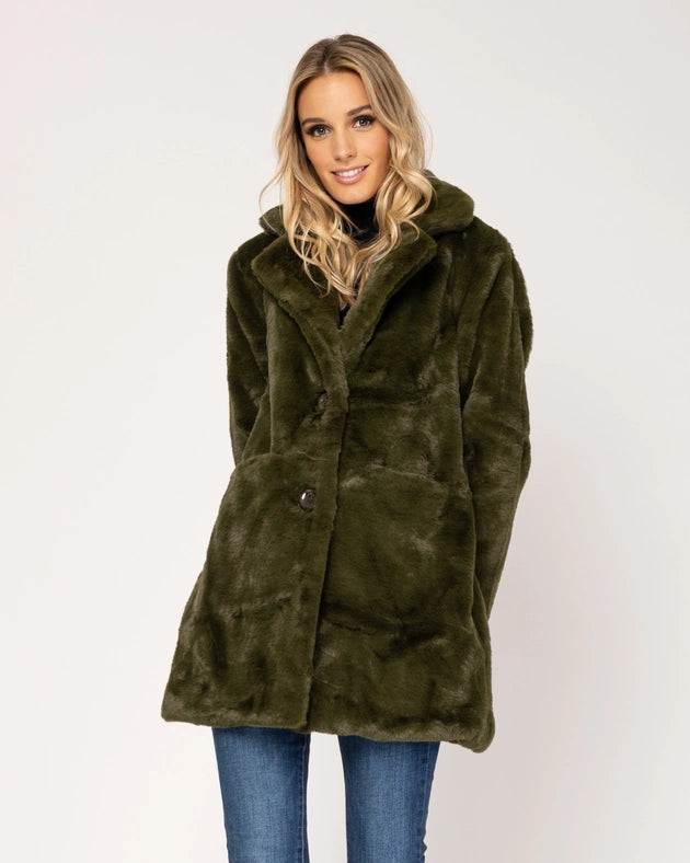 Fur coat with pocket and buttons KAKHI