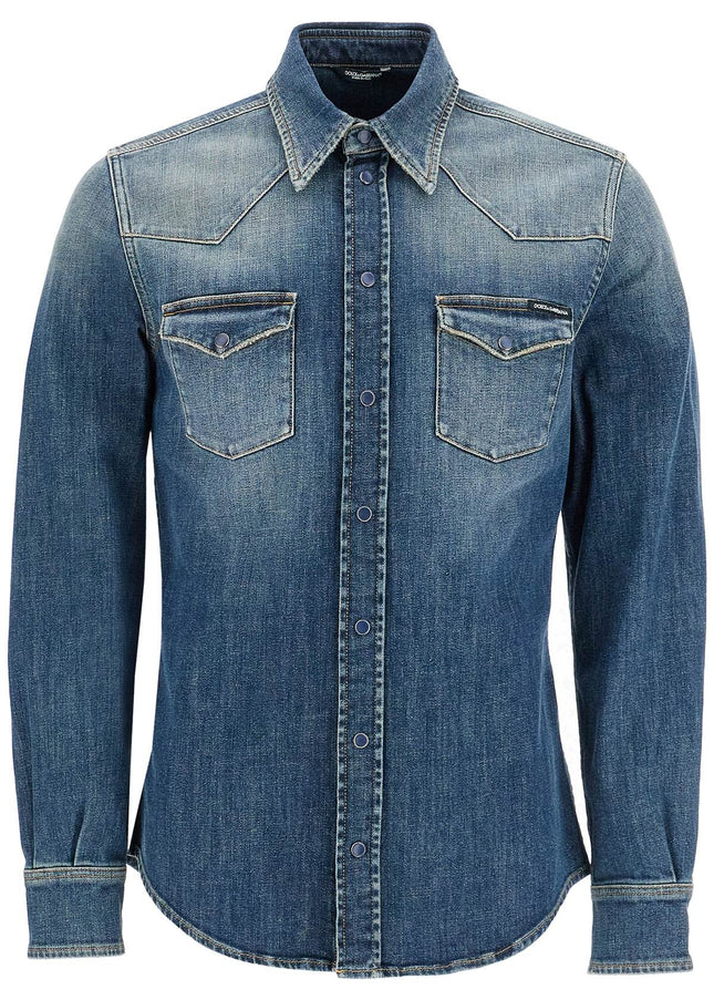 Dolce & Gabbana denim stretch shirt for men