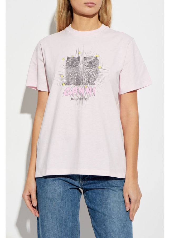 GANNI T-shirts and Polos Pink