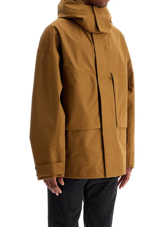 Herno Laminar light brown waterproof short jacket in polyester with hood