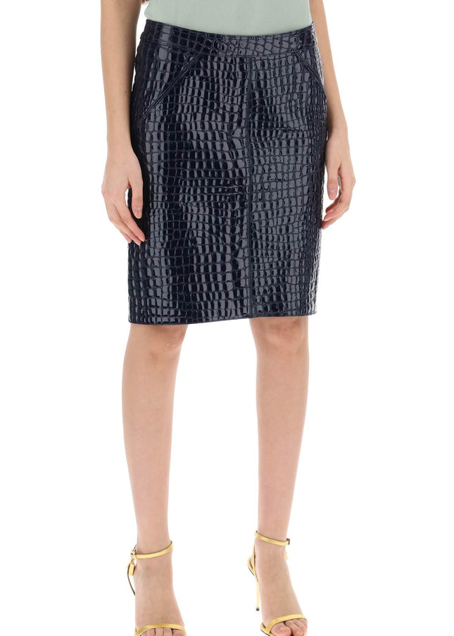 Tom Ford crocodile effect leather skirt