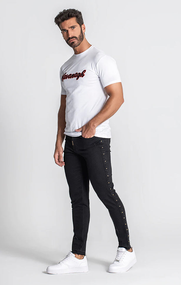 White Lavish Outline Tee-Gianni Kavanagh-Urbanheer