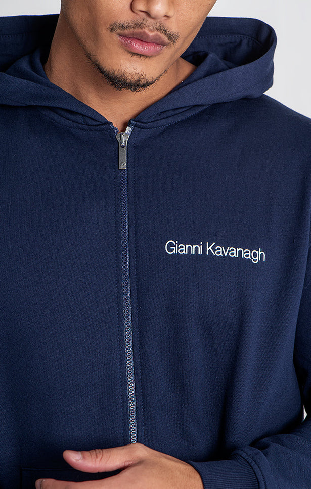 Navy Blue Essential Micro Hoodie Jacket-Gianni Kavanagh-NAVY BLUE-XS-Urbanheer