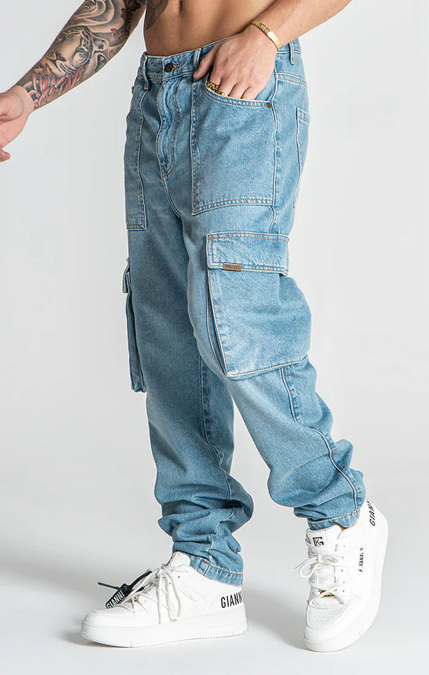 Light Blue Discover Cargo Jeans-Jeans-Gianni Kavanagh-Urbanheer