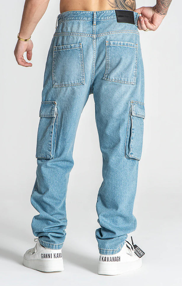 Light Blue Discover Cargo Jeans-Jeans-Gianni Kavanagh-Urbanheer