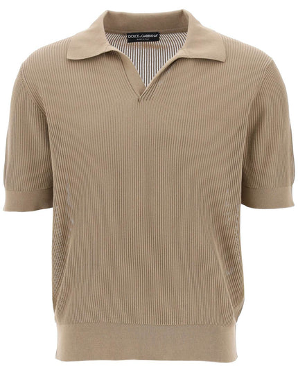 Dolce & Gabbana cotton ribbed perforated polo shirt