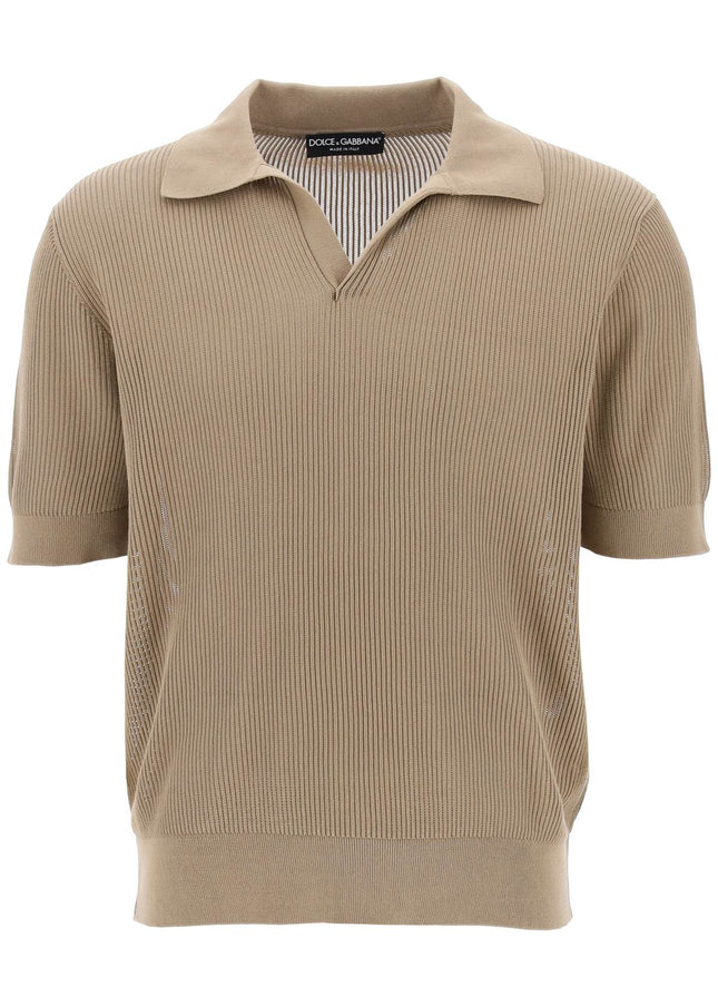 Dolce & Gabbana cotton ribbed perforated polo shirt