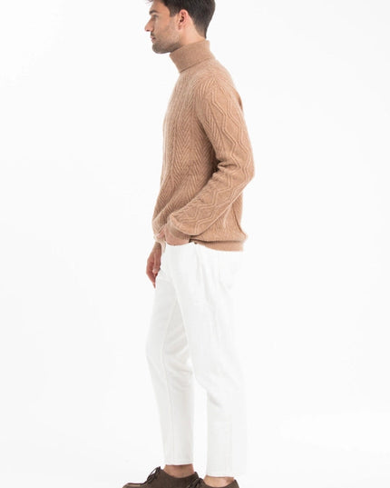 Gabi 3 Camel Cashmere 4-ply Twisted Turtleneck Sweater