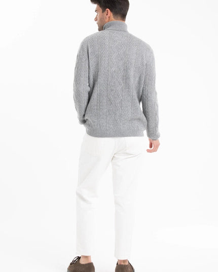 Gabi 3 Light Grey 4-Thread Cashmere Turtleneck Sweater