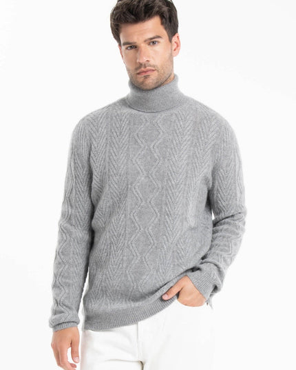 Gabi 3 Light Grey 4-Thread Cashmere Turtleneck Sweater