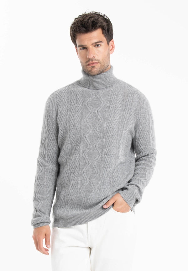 Gabi 3 Light Grey 4-Thread Cashmere Turtleneck Sweater