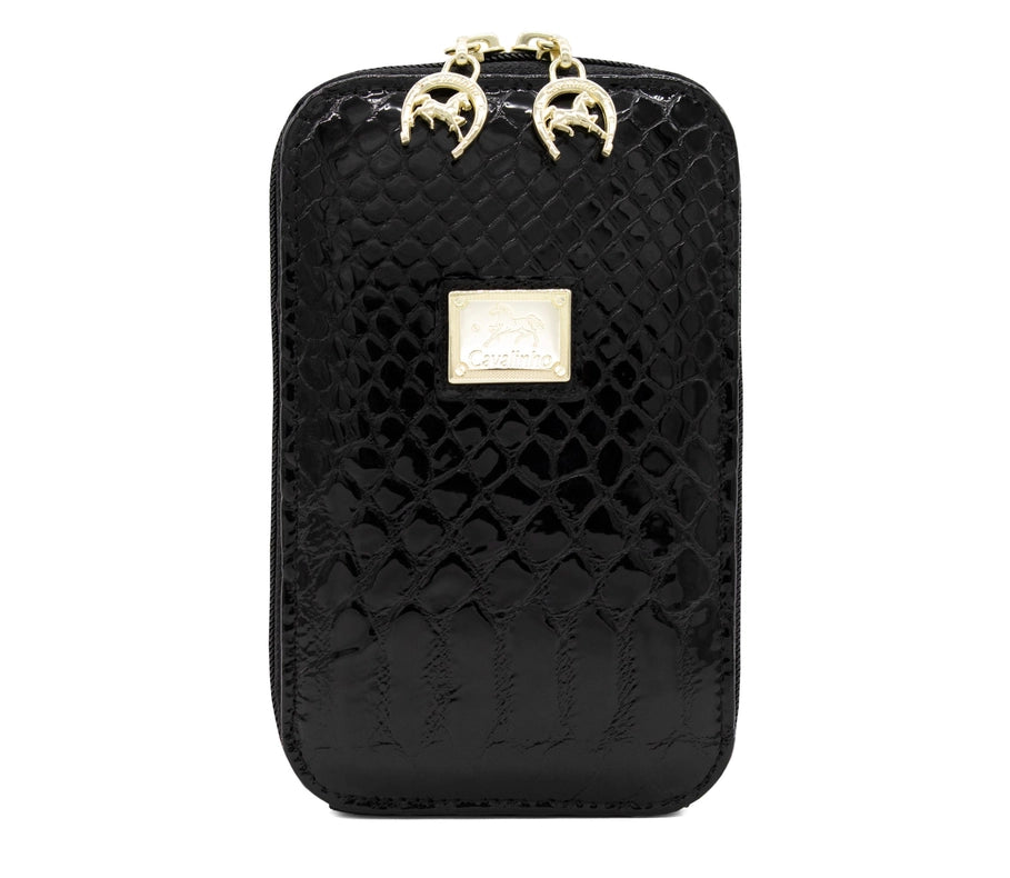 Galope Patent Leather Phone Purse Black