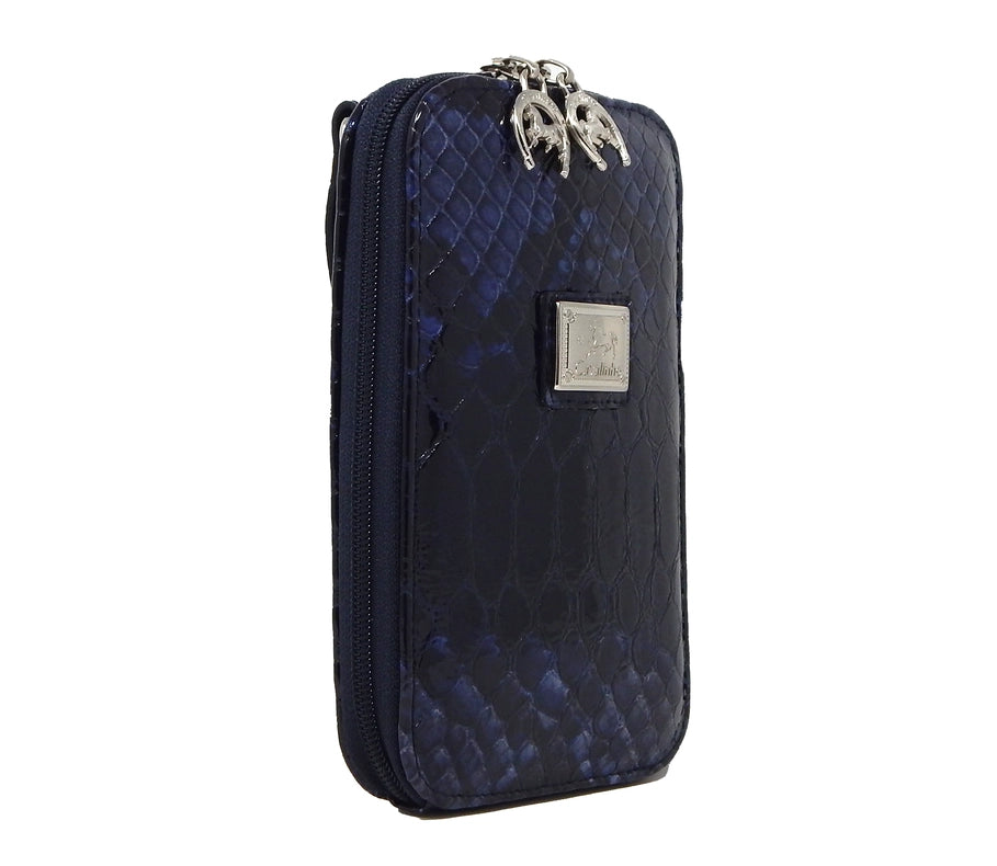 Galope Patent Leather Phone Purse Navy