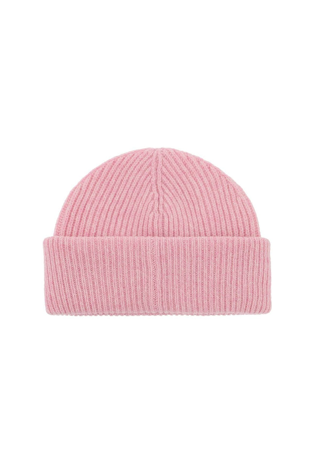 Ganni beanie hat with logo label-women > accessories > hats and hair accessories > hats-Ganni-os-Pink-Urbanheer