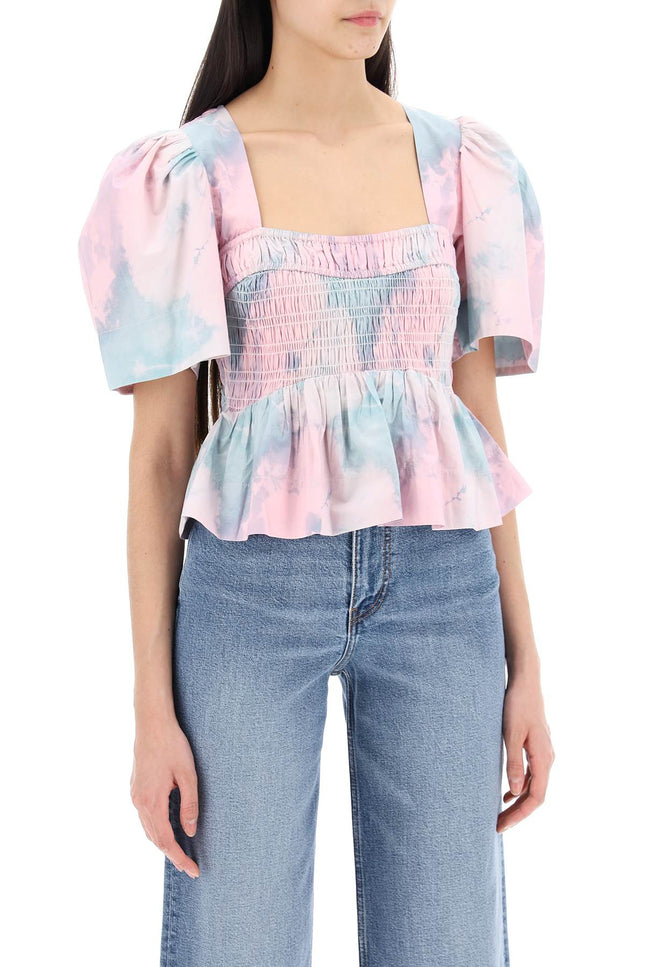 Ganni cotton peplum blouse-women > clothing > shirts and blouses > blouses-Ganni-Urbanheer