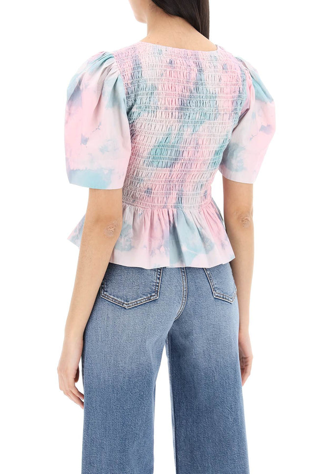 Ganni cotton peplum blouse-women > clothing > shirts and blouses > blouses-Ganni-Urbanheer