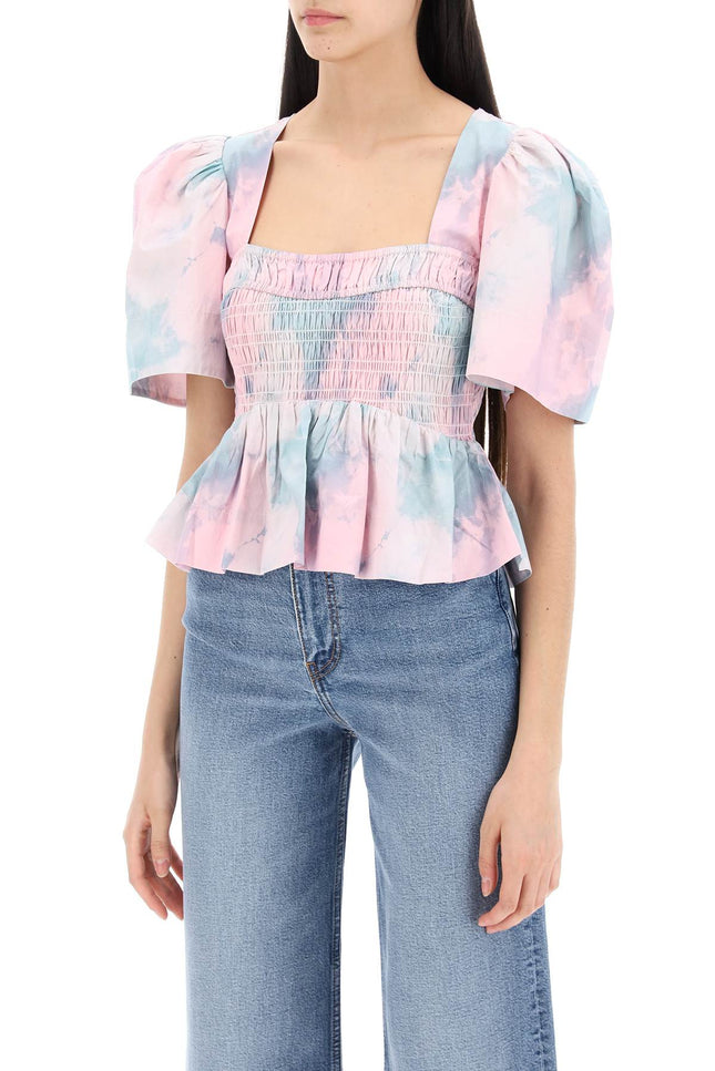 Ganni cotton peplum blouse-women > clothing > shirts and blouses > blouses-Ganni-Urbanheer