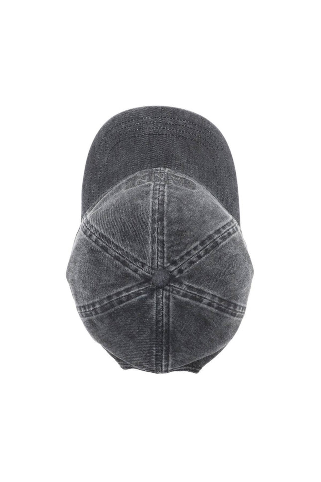 Ganni denim baseball cap with adjustable-women > accessories > hats and hair accessories > hats-Ganni-os-Black-Urbanheer