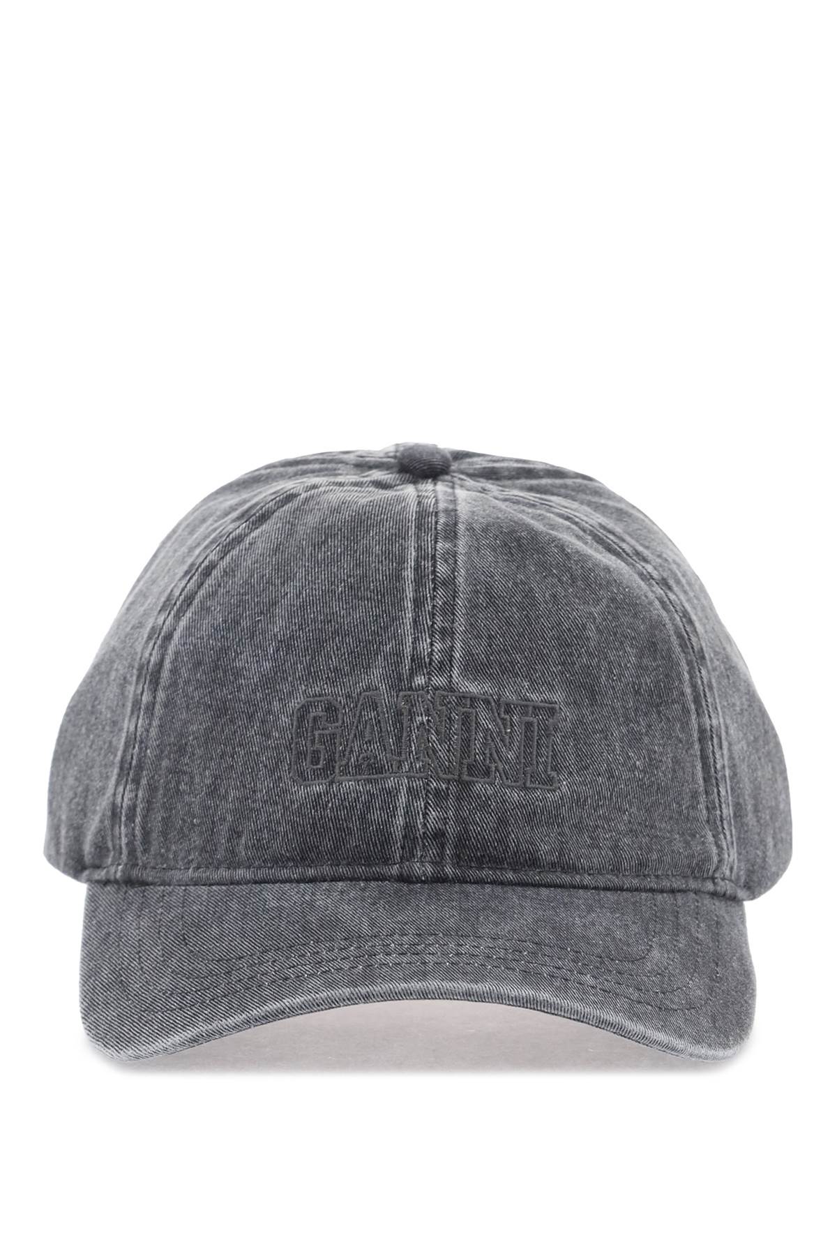 Ganni denim baseball cap with adjustable-women > accessories > hats and hair accessories > hats-Ganni-os-Black-Urbanheer