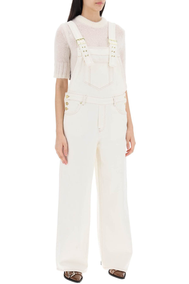 Ganni Denim Overall Jumpsuit-women > clothing > jumpsuits-Ganni-36-White-Urbanheer