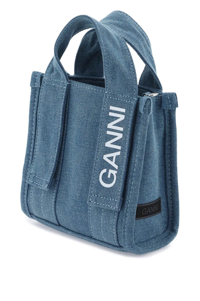 Ganni denim tech mini tote bag-women > bags > general > mini bags-Ganni-os-Blue-Urbanheer