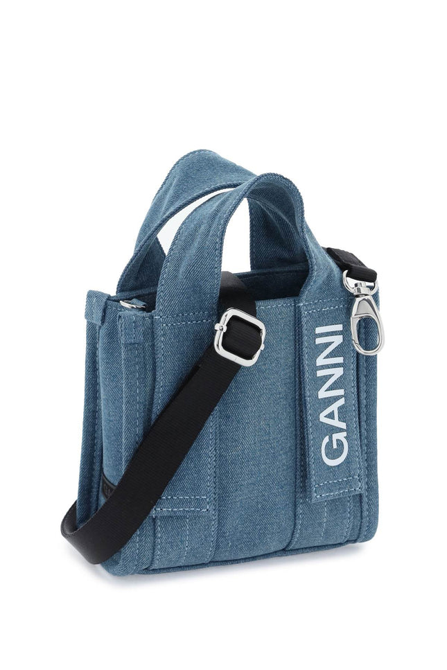 Ganni denim tech mini tote bag-women > bags > general > mini bags-Ganni-os-Blue-Urbanheer