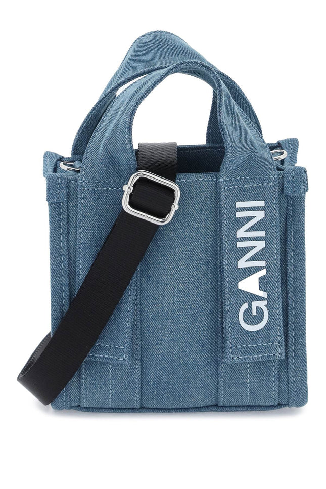 Ganni denim tech mini tote bag-women > bags > general > mini bags-Ganni-os-Blue-Urbanheer