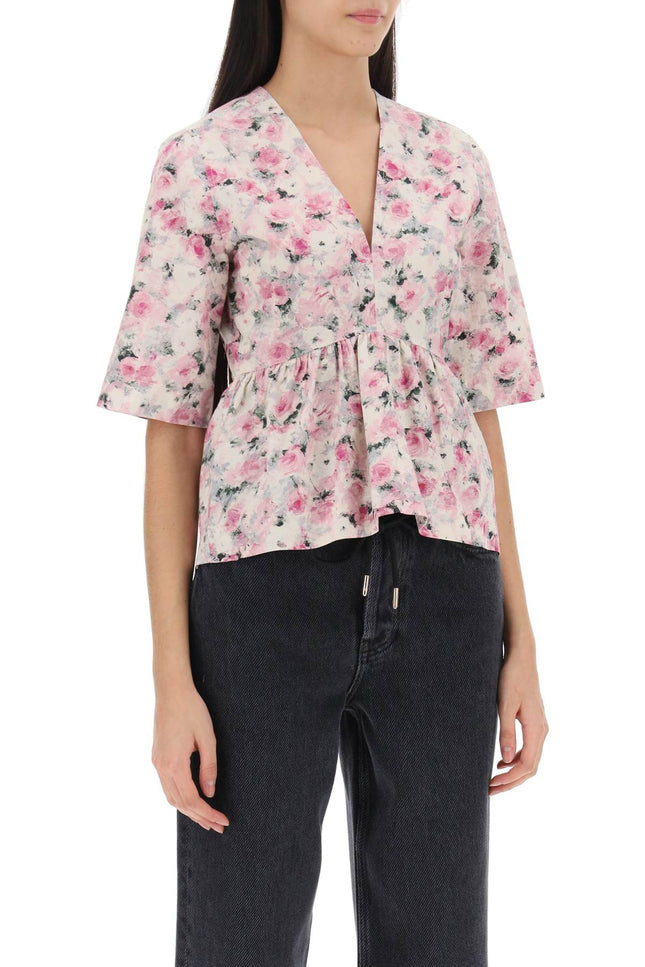 Ganni floral peplum blouse-women > clothing > shirts and blouses > blouses-Ganni-Urbanheer