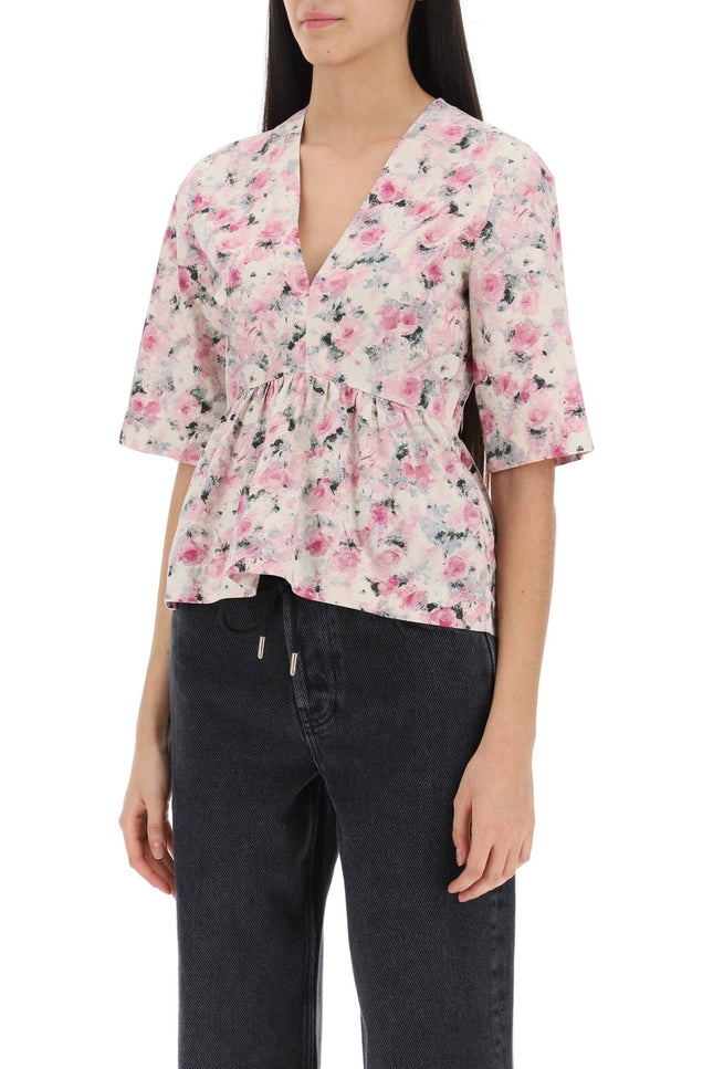 Ganni floral peplum blouse-women > clothing > shirts and blouses > blouses-Ganni-Urbanheer