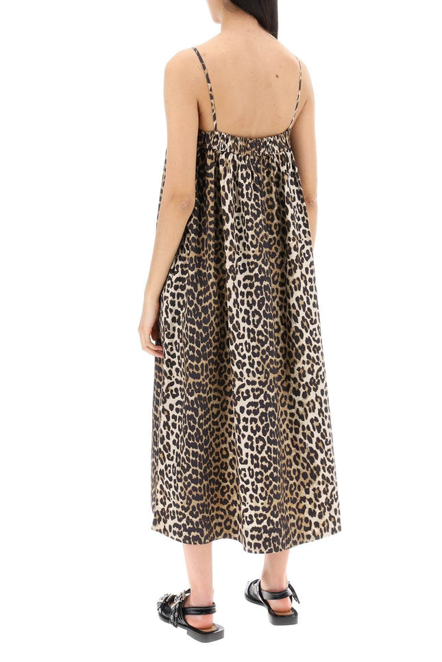 Ganni Leopard Print Flared Midi Dress With-women > clothing > dresses > midi-Ganni-Urbanheer