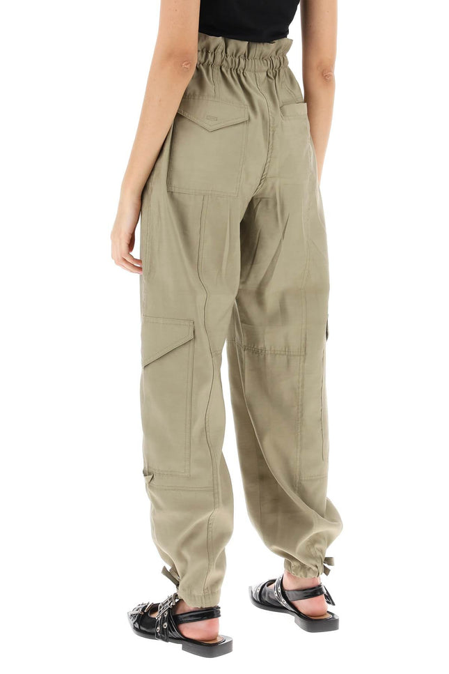 Ganni light slub pants-women > clothing > trousers-Ganni-36-Khaki-Urbanheer