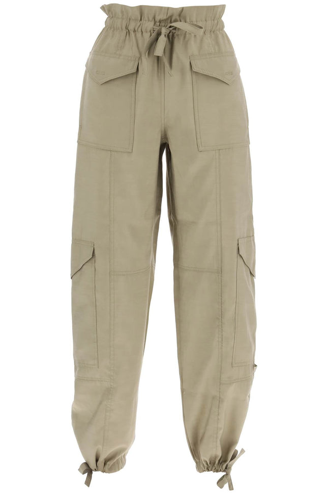 Ganni light slub pants-women > clothing > trousers-Ganni-36-Khaki-Urbanheer