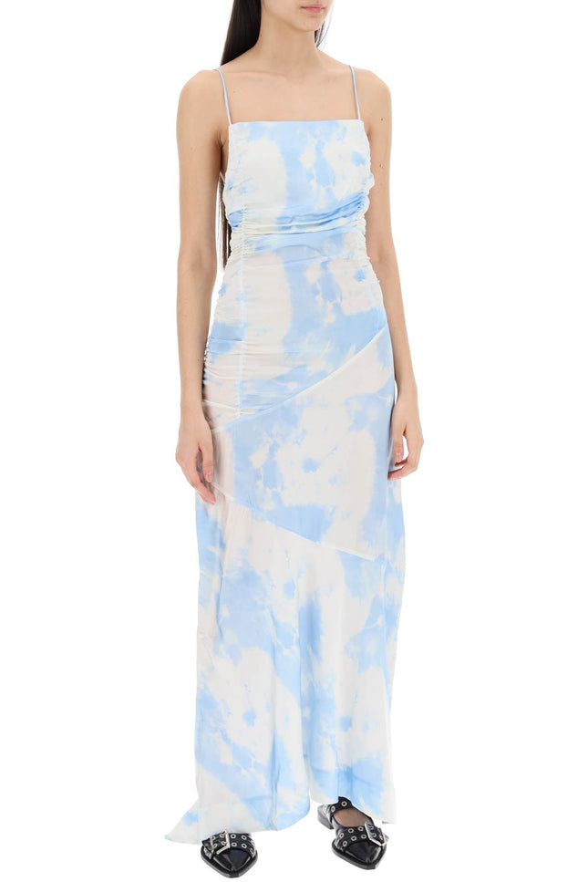 Ganni Maxi Printed Tie-Dye Satin Dress With R-women > clothing > dresses > maxi-Ganni-Urbanheer