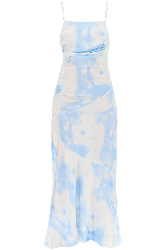 Ganni Maxi Printed Tie-Dye Satin Dress With R-women > clothing > dresses > maxi-Ganni-Urbanheer