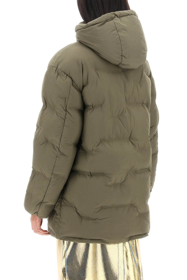 Ganni midi puffer jacket with detachable hood-women > clothing > jackets-Ganni-xxs/xs-Green-Urbanheer