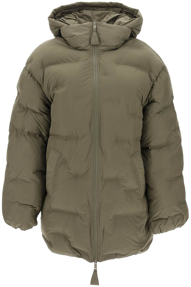 Ganni midi puffer jacket with detachable hood-women > clothing > jackets-Ganni-xxs/xs-Green-Urbanheer