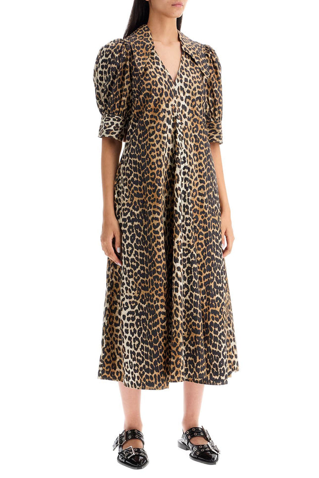 Ganni animal print poplin dress