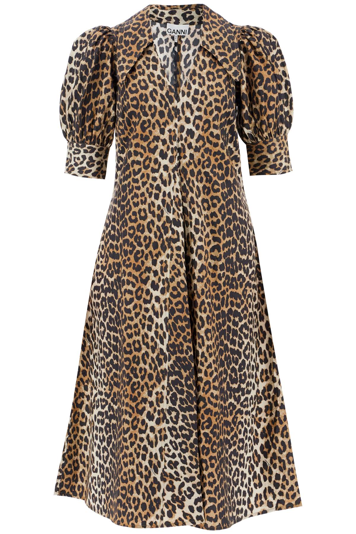 Ganni animal print poplin dress